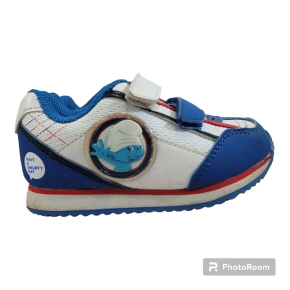 Smurf Sneakers Velcro Straps Kids Size 8 - Picture 1 of 11